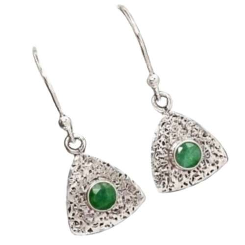 Natural Emerald Solid .925 Sterling Silver Earrings