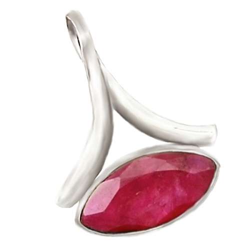Exquisite Earth Mined Marquise Ruby Gemstone Solid .925 Sterling Silver Pendant