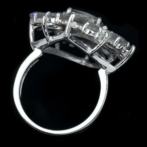 Natural Unheated Blue Fire Labradorite, Moonstone  Solid .925 S/ Silver Sz 5.5