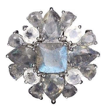Natural Unheated Blue Fire Labradorite, Moonstone  Solid .925 S/ Silver Sz 5.5