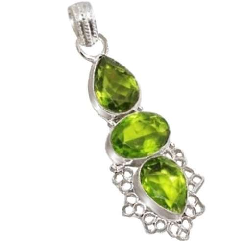 Victorian Flair Peridot Gemstone .925 Silver Pendant