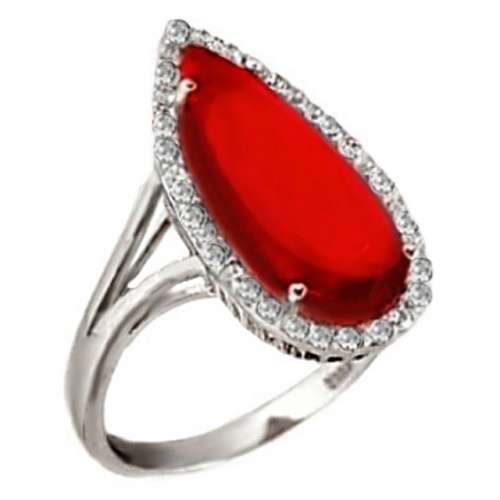 6.13 cts Fire Red Garnet And White Topaz Solid .925 Silver Ring Size 9