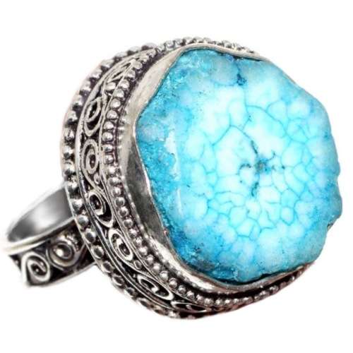 Natural Solar Quartz Gemstone set in .925 Sterling Silver Plated Handmade Ring Size US 7 or UK O