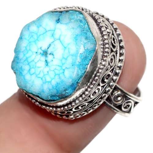 Natural Solar Quartz Gemstone set in .925 Sterling Silver Plated Handmade Ring Size US 7 or UK O