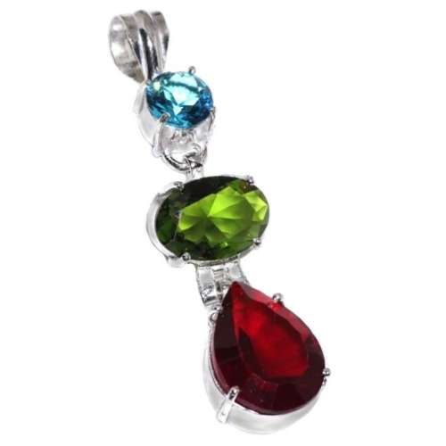 Exotic Garnet, Peridot, Citrine Gemstone .925 Silver Fashion Earrings