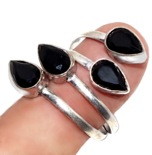 Handmade Black Onyx Gemstone .925 Silver Ring Free Size Adjustable