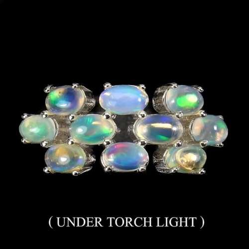 Natural Unheated Ethiopian Full Flash Fire Opal Gemstone Solid .925 Sterling Ring Size 8 or Q
