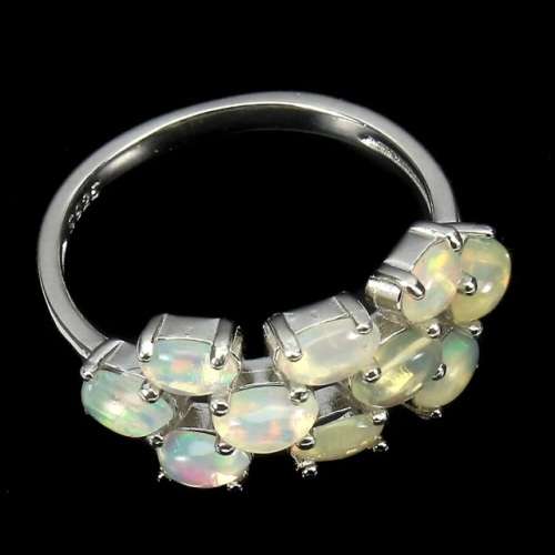 Natural Unheated Ethiopian Full Flash Fire Opal Gemstone Solid .925 Sterling Ring Size 8 or Q