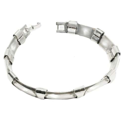 Handmade Unusual Links from Mexico Hallmarked Solid  .925 Sterling Silver Bracelet for Men