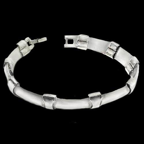 Handmade Unusual Links from Mexico Hallmarked Solid  .925 Sterling Silver Bracelet for Men