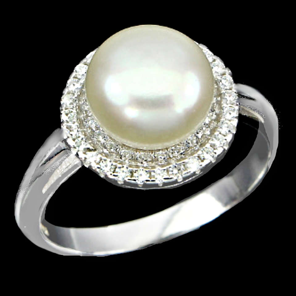19.03 cts Natural Creamy White Pearl White Cubic Zirconia Solid .925  Sterling Silver Size 7 or O