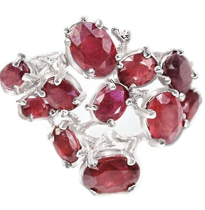 6.29 ct Genuine Blood Red Ruby Gemstone  set in .925 Solid Sterling Silver Ring Size 8 or Q