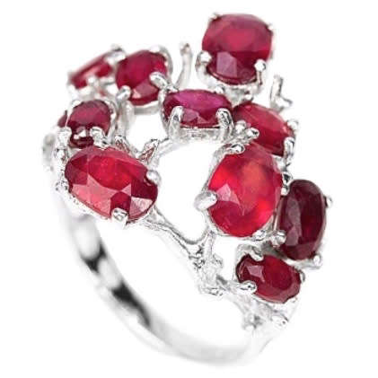 6.29 ct Genuine Blood Red Ruby Gemstone  set in .925 Solid Sterling Silver Ring Size 8 or Q