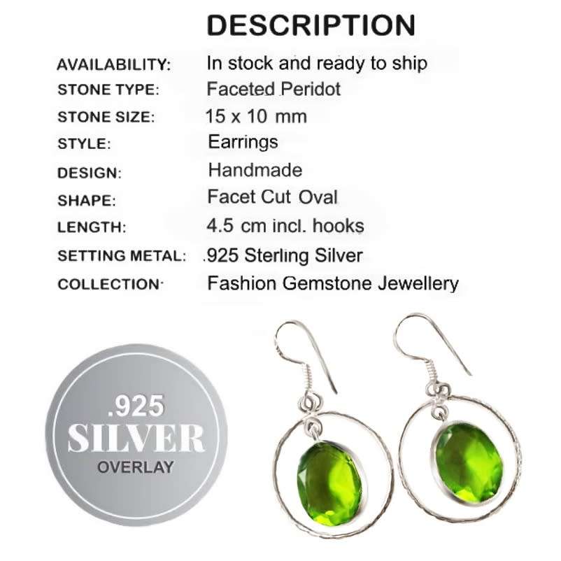 Gorgeous Antique Style Peridot .925 Silver Earrings