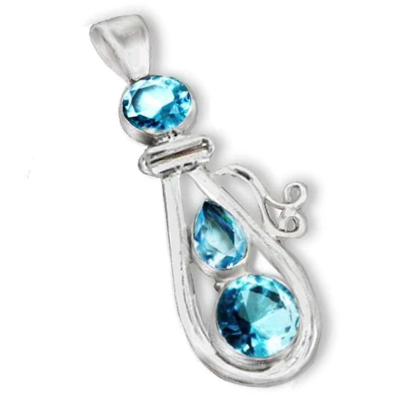 9.35 cts Sky Blue Topaz Mixed Shapes Gemstones set in Solid .925 Sterling Silver Pendant