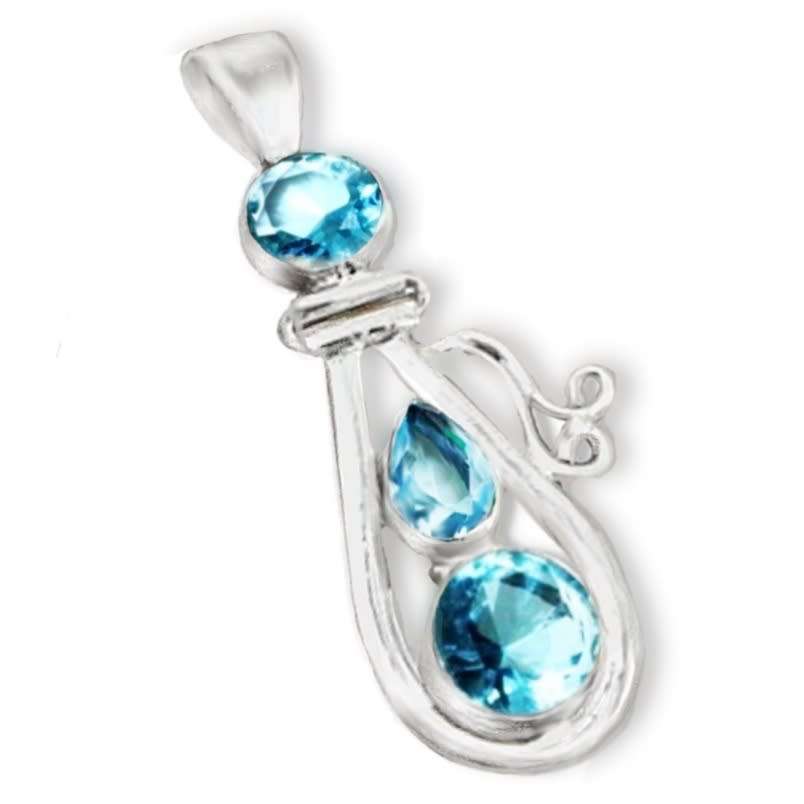 9.35 cts Sky Blue Topaz Mixed Shapes Gemstones set in Solid .925 Sterling Silver Pendant