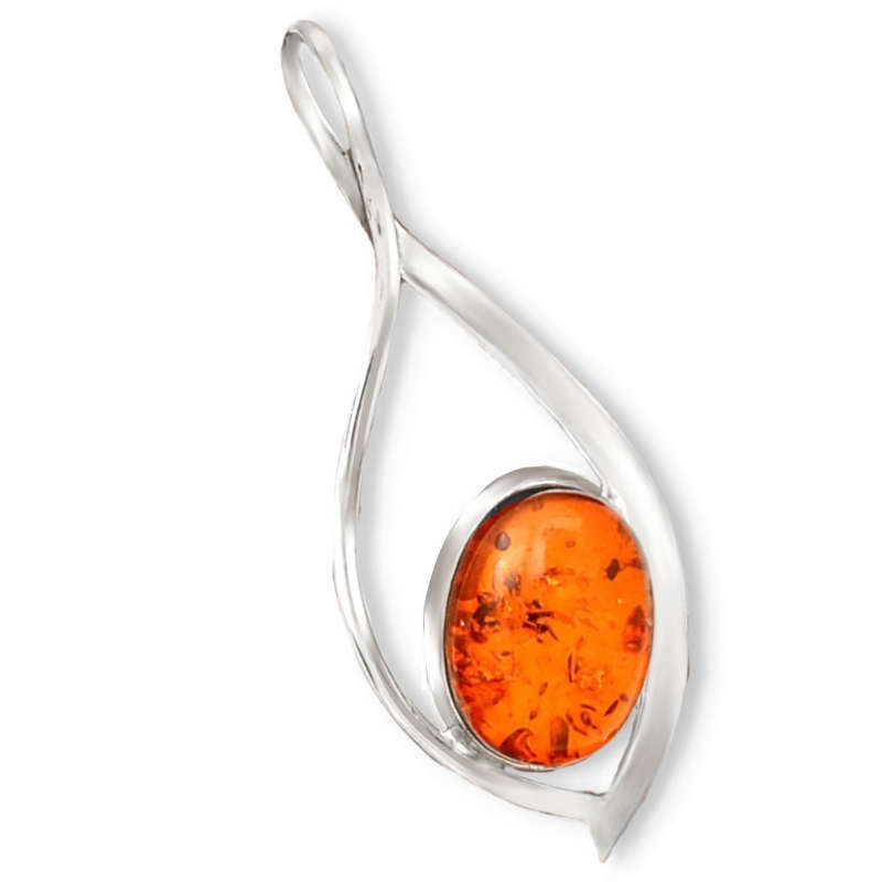 Captivating Modern Baltic Amber set in Solid .925 Sterling Silver Pendant