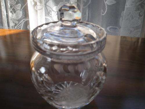 Crystal cut glass sugar bowl/jam jar
