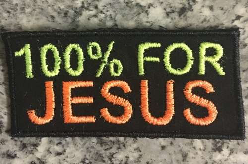 BDG323 Biker 100% for Jesus badge patch
