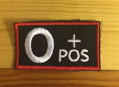 BDG3 Blood Type badge patch O+