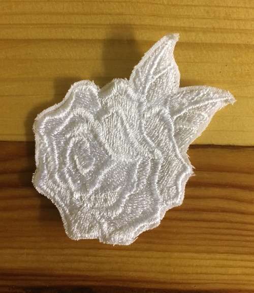 White Baroque rose left badge patch