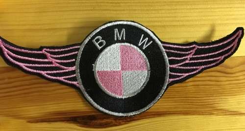BDG590 BMW wings in pink badge patch 22.5cm x 9cm
