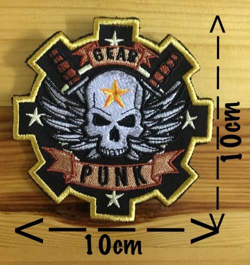 BDG87 Gear punk skull ribbon badge patch - 10cm