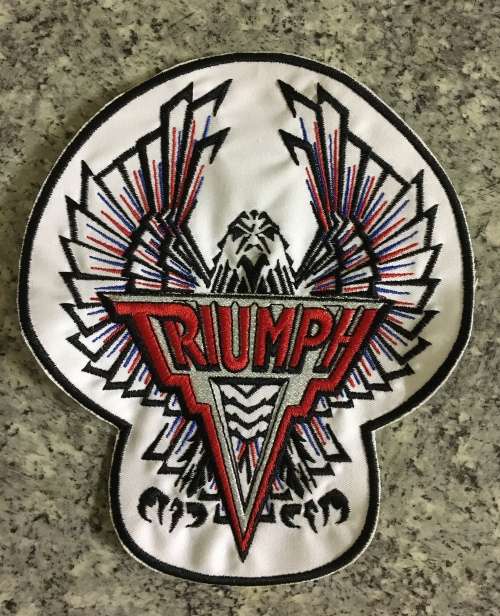BDG935 Triumph badge patch on white 19cm x 16.5cm