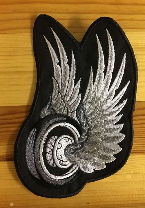 BDG867 Wheel with wings badge patch 11cm x 17.5cm