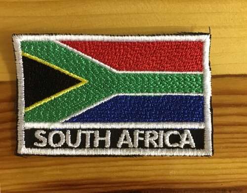 BDG957 Flag South Africa with name patch badge 5cm x 8cm