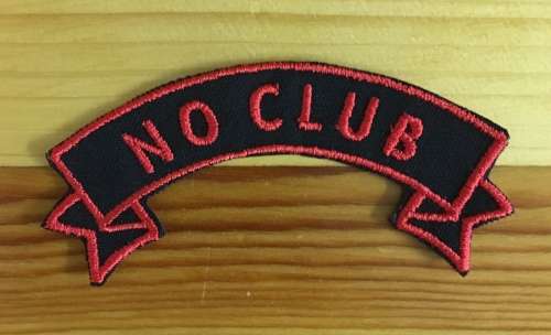 BDG988 No club ribbon badge patch 10.5cm x 4.5cm Red