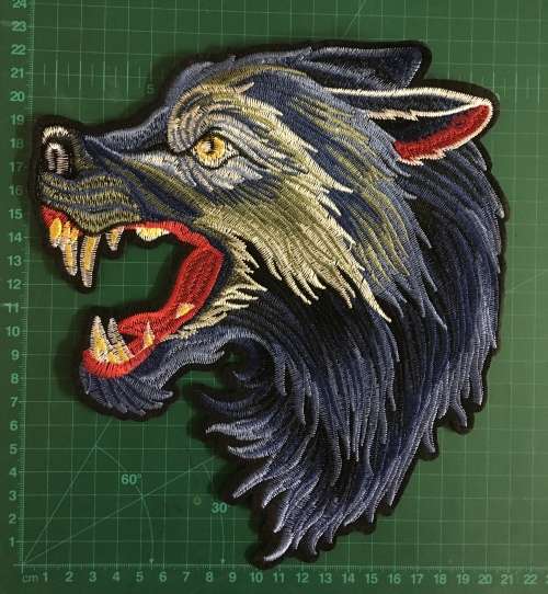 Large Wolf Back Badge Patch in Blue 23cm x 21cm