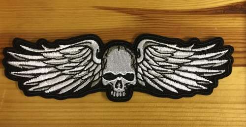 SALE!! BDG1058 Scull with wings badge patch 20cm x 6cm