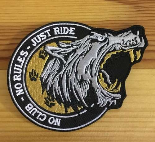 BDG1071 Wolf No Club No rules just ride badge patch 10cm x 8.5cm