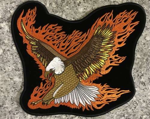 BDG1081 LARGE Eagle on flames patch