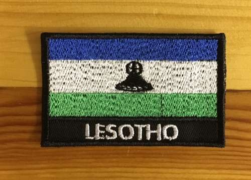 BDG1077 Flag Lesotho with name patch badge 5cm x 8cm