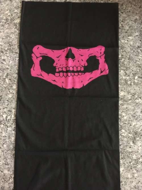 Tube seamless scarf face mask Skull face design Pink buff