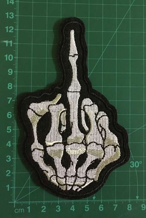 BDG403 Skeleton middle finger badge patch