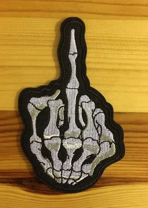 BDG403 Skeleton middle finger badge patch