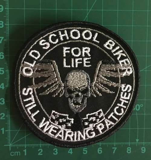 BDG1122 Old school biker skull wings badge patch 8.5cm