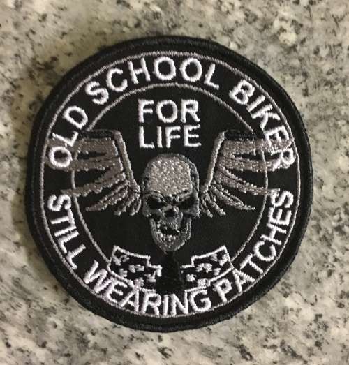 BDG1122 Old school biker skull wings badge patch 8.5cm