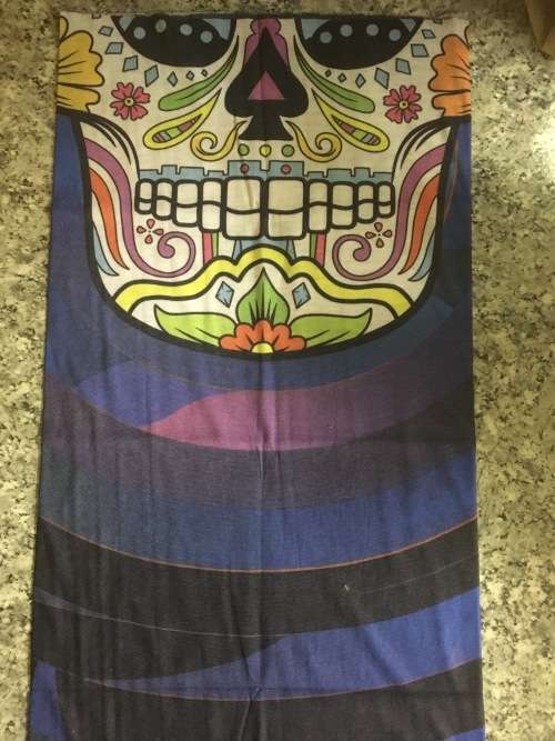 Tube seamless scarf face mask Sugar Skull pastels buff