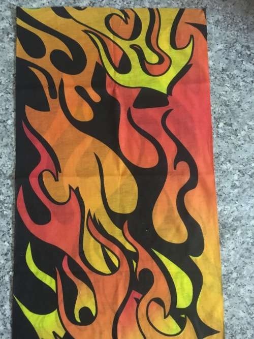 Tube seamless scarf face mask flames orange and yellow