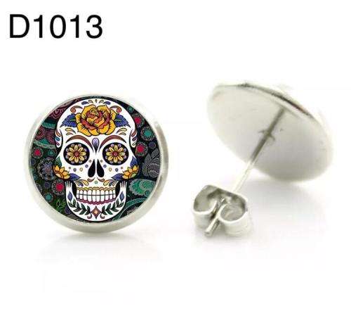 Sugar Skull Stud earrings Rhodium plated 12mm