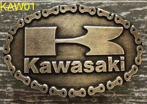 KAW01 Biker Belt buckle plated bronz Kawasaki