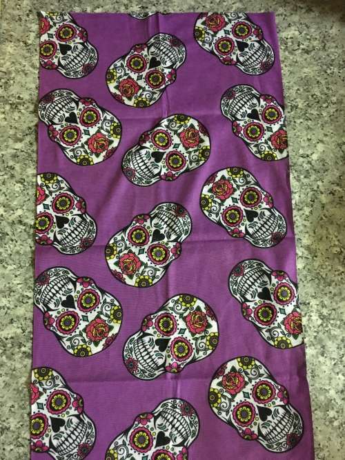 Tube seamless scarf face mask Skull Sugar purple background buff