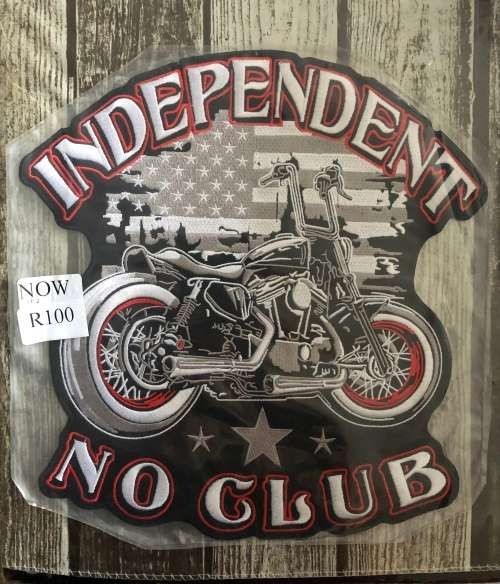 SALE!! LARGE Independant no club with bike badge patch 28CM X 30CM