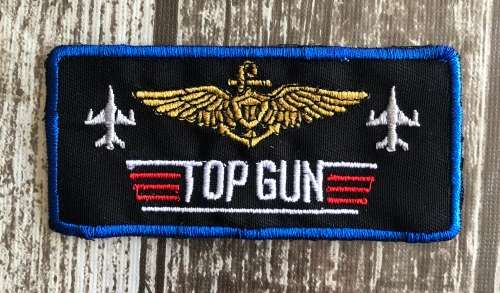 Top gun badge patch rectangle gold