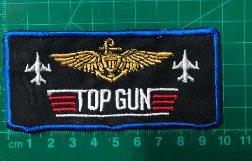 Top gun badge patch rectangle gold