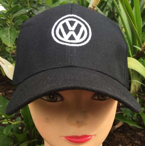 Black embroidered and printed cap with VW Volkswagen white